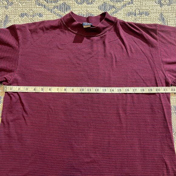 VTG 90's Striped Single Stitch Longsleeve USA Shirt Burgundy and Blue Stripes M - Picture 6 of 6